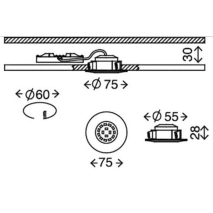 Briloner 7231-031- ΣΕΤ 3x LED Dimmable χωνευτό φωτιστικό μπάνιου LED/5,5W/230V IP44