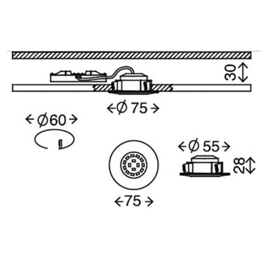 Briloner 7231-031- ΣΕΤ 3x LED Dimmable χωνευτό φωτιστικό μπάνιου LED/5,5W/230V IP44