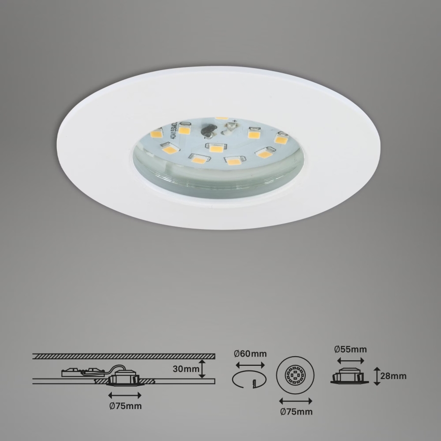 Briloner 7231-036 - ΣΕΤ 3x LED Dimmable χωνευτό φωτιστικό μπάνιου LED/5,5W/230V IP44