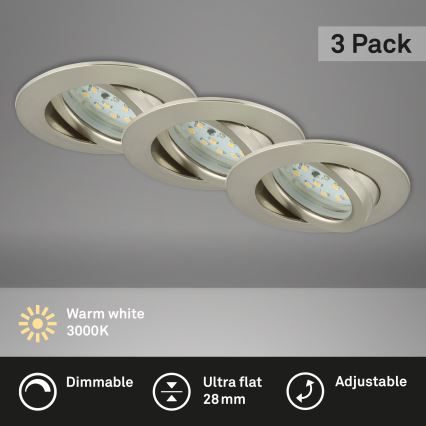 Briloner 7232-032 - Σετ 3x ρυθμιζόμενα χωνευτά LED φωτιστικά μπάνιου ATTACH LED/5,5W/230V IP23