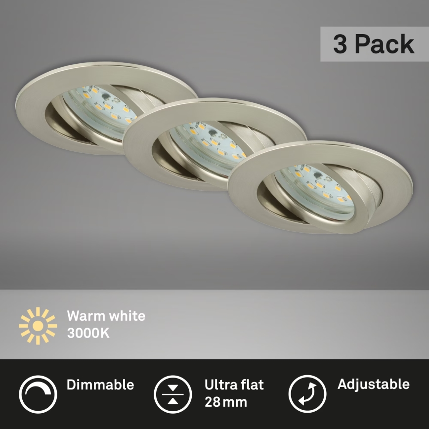 Briloner 7232-032 - Σετ 3x ρυθμιζόμενα χωνευτά LED φωτιστικά μπάνιου ATTACH LED/5,5W/230V IP23