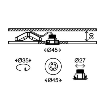 Briloner 7240-038 - ΣΕΤ 3x Χωνευτό Φωτιστικό μπάνιου LED ATTACH LED/1,8W/230V IP44