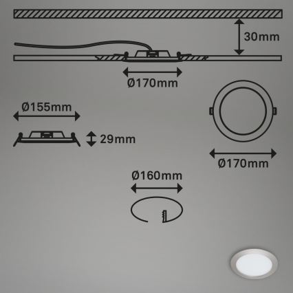 Briloner 7286-012 - Κρεμαστό φωτιστικό οροφής μπάνιου LED LED/12W/230V IP44