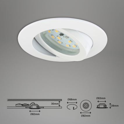 Briloner 7296-016 - LED Dimmable χωνευτό φωτιστικό μπάνιου LED/6,5W/230V IP23