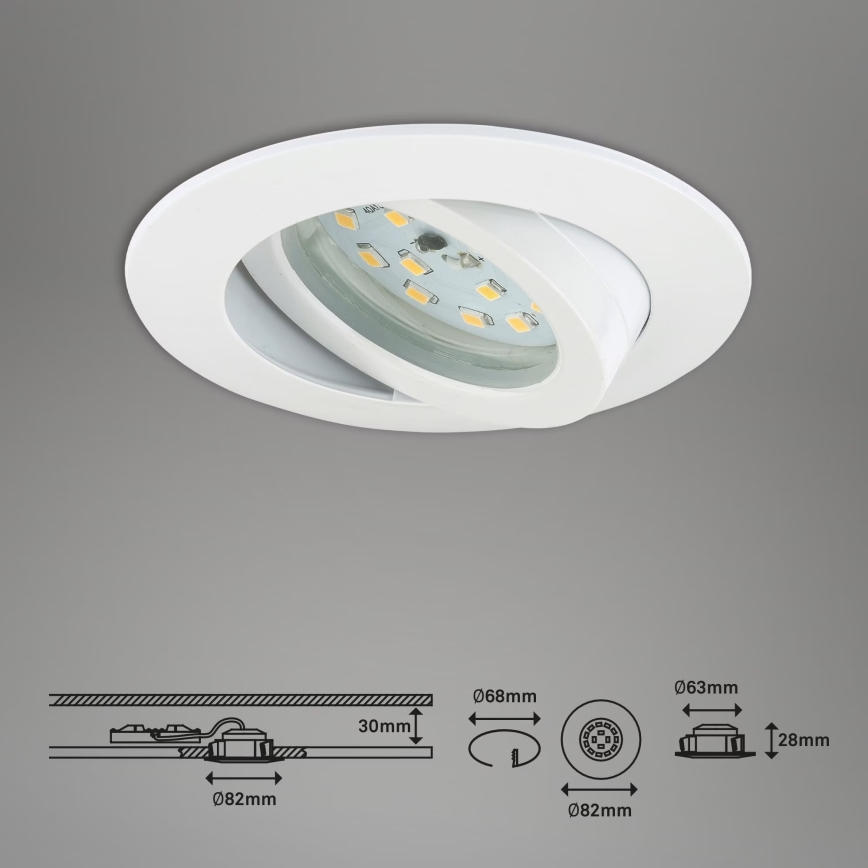 Briloner 7296-016 - LED Dimmable χωνευτό φωτιστικό μπάνιου LED/6,5W/230V IP23