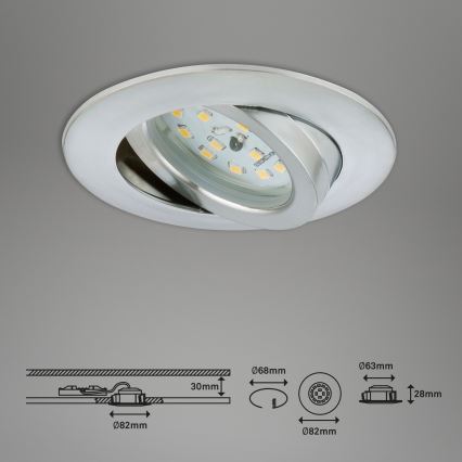 Briloner 7296-019 - LED Dimmable χωνευτό φωτιστικό μπάνιου LED/6,5W/230V IP23