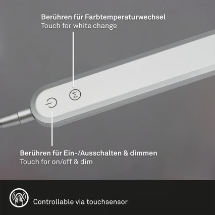 Briloner 7389-014 - LED Dimming touch flexible επιτραπέζια λάμπα SERVO LED/8W/230V 3000/4000/6500K