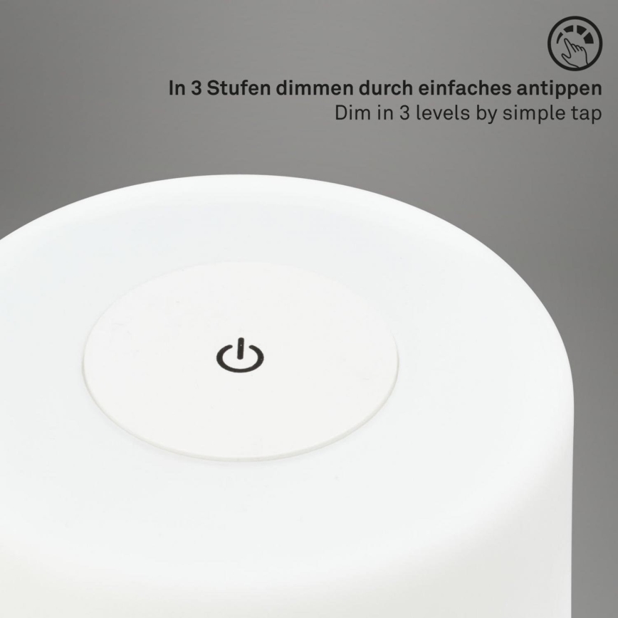 Briloner 7420016 - LED Dimming επαναφορτιζόμενο αφής Εξωτερικού χώρου Επιτραπέζιο φωτιστικό LED/4W/5V IP44 3000K λευκό
