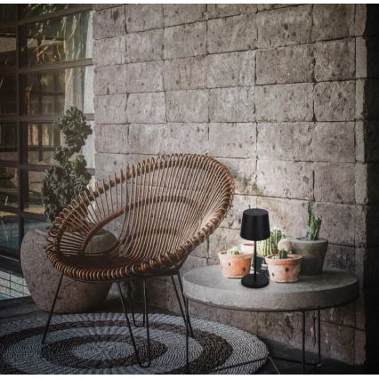 Briloner 7423015 - Επαναφορτιζόμενος εξωτερικός επιτραπέζιος φωτιστικό LED με ρύθμιση φωτεινότητας LED/2,6W/5V IP44 2000 mAh μαύρο