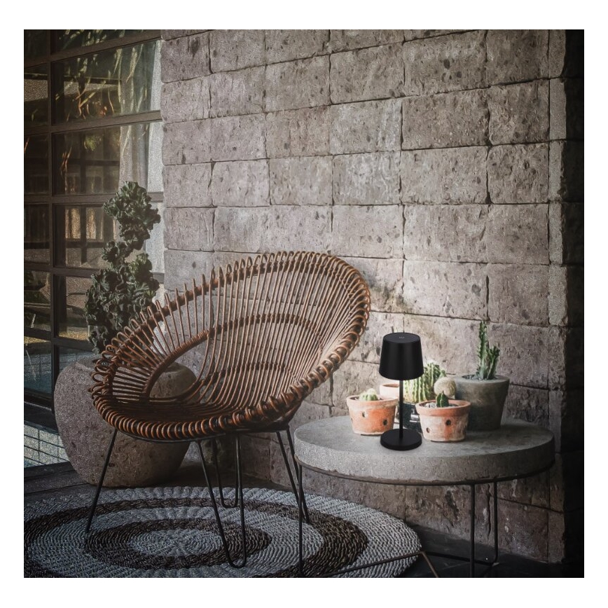 Briloner 7423015 - Επαναφορτιζόμενος εξωτερικός επιτραπέζιος φωτιστικό LED με ρύθμιση φωτεινότητας LED/2,6W/5V IP44 2000 mAh μαύρο