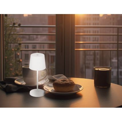 Briloner 7423016 - LED Dimming επαναφορτιζόμενο Εξωτερικού χώρου Επιτραπέζιο φωτιστικό LED/2,6W/5V 2000mAh IP44 λευκό