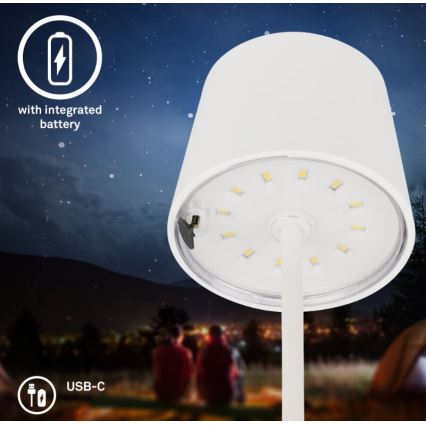 Briloner 7423016 - LED Dimming επαναφορτιζόμενο Εξωτερικού χώρου Επιτραπέζιο φωτιστικό LED/2,6W/5V 2000mAh IP44 λευκό