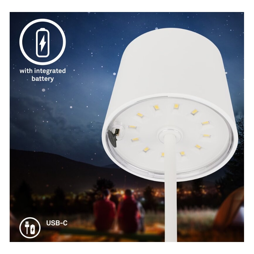 Briloner 7423016 - LED Dimming επαναφορτιζόμενο Εξωτερικού χώρου Επιτραπέζιο φωτιστικό LED/2,6W/5V 2000mAh IP44 λευκό