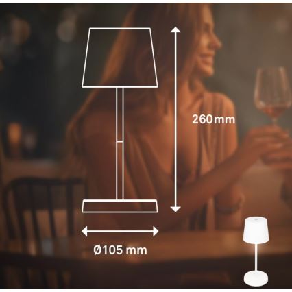 Briloner 7423016 - LED Dimming επαναφορτιζόμενο Εξωτερικού χώρου Επιτραπέζιο φωτιστικό LED/2,6W/5V 2000mAh IP44 λευκό