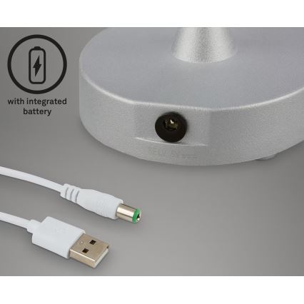 Briloner 7445-014 - Επαναφορτιζόμενος εξωτερικός επιτραπέζιος φωτισμός LED με ρύθμιση φωτεινότητας, αφής LED/3W/5V IP44 2000 mAh