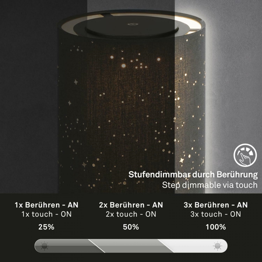 Briloner 7449-015 - LED Dimmable φωτιστικό αφής εξωτερικού χώρου STARRY SKY LED/3W/5V IP44 μαύρο
