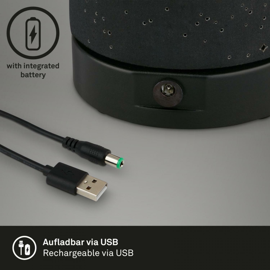 Briloner 7449-015 - LED εξωτερικό επιτραπέζιο φωτιστικό με αφής και ρύθμιση φωτεινότητας STARRY SKY LED/3W/5V IP44 2000 mAh μαύρο