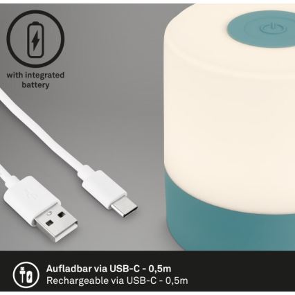 Briloner 7461010 - LED Dimming επαναφορτιζόμενο Εξωτερικού χώρου Επιτραπέζιο φωτιστικό LED/2W/5V IP44 μπλε