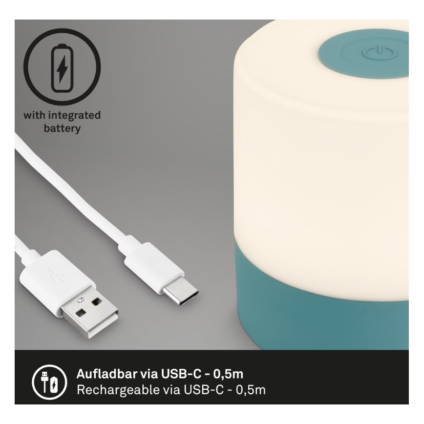 Briloner 7461010 - LED Dimming επαναφορτιζόμενο Εξωτερικού χώρου Επιτραπέζιο φωτιστικό LED/2W/5V IP44 μπλε