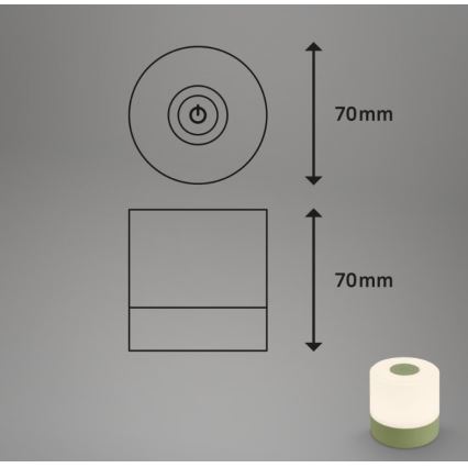 Briloner 7461019 - Επαναφορτιζόμενος εξωτερικός επιτραπέζιος φωτισμός LED με ρύθμιση φωτεινότητας LED/2W/5V IP44 1200 mAh πράσινο