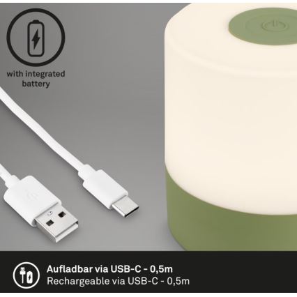 Briloner 7461019 - LED Dimming επαναφορτιζόμενο Εξωτερικού χώρου Επιτραπέζιο φωτιστικό LED/2W/5V IP44 πράσινο