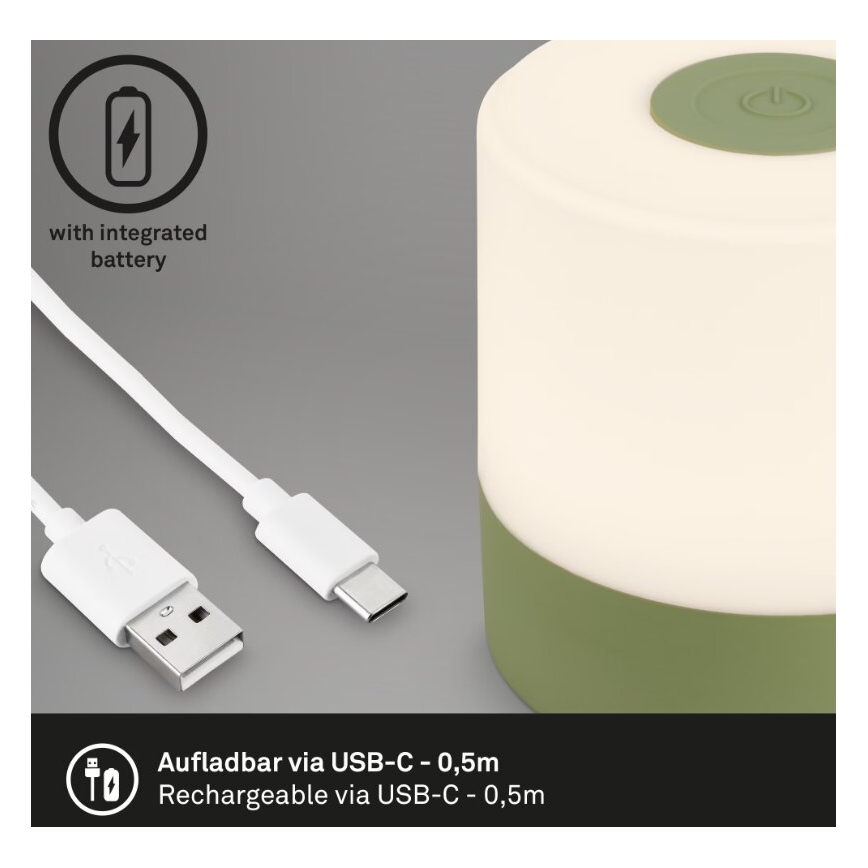 Briloner 7461019 - LED Dimming επαναφορτιζόμενο Εξωτερικού χώρου Επιτραπέζιο φωτιστικό LED/2W/5V IP44 πράσινο