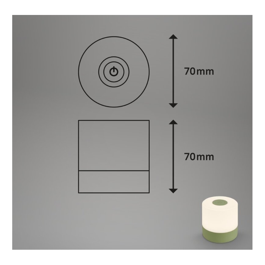 Briloner 7461019 - LED Dimming επαναφορτιζόμενο Εξωτερικού χώρου Επιτραπέζιο φωτιστικό LED/2W/5V IP44 πράσινο