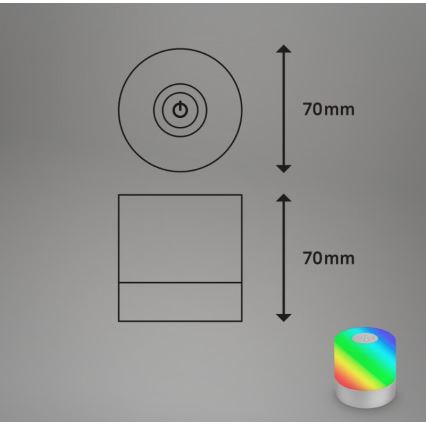Briloner 7462014 - LED RGB Επαναφορτιζόμενο Εξωτερικού χώρου Επιτραπέζιο φωτιστικό LED/1,5W/5V IP44 1200 mAh ματ χρώμιο