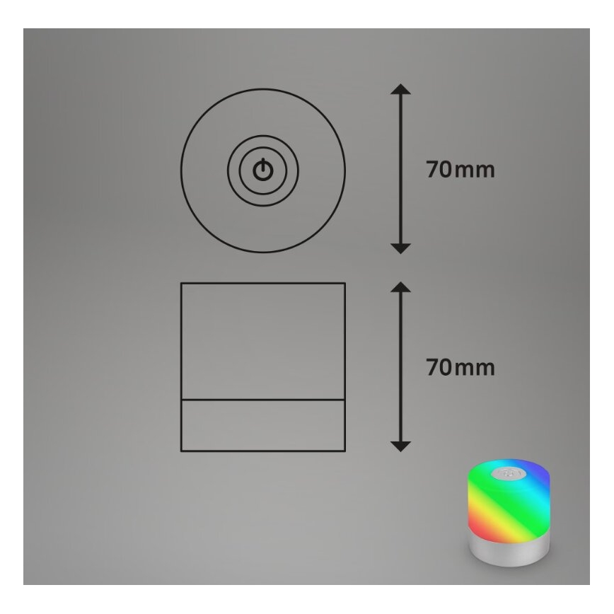 Briloner 7462014 - LED RGB Επαναφορτιζόμενο Εξωτερικού χώρου Επιτραπέζιο φωτιστικό LED/1,5W/5V IP44 1200 mAh ματ χρώμιο