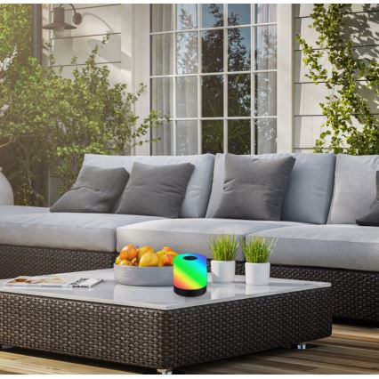 Briloner 7462015 - Επαναφορτιζόμενος εξωτερικός επιτραπέζιος φωτισμός LED RGB LED/1,5W/5V IP44 1200 mAh μαύρο