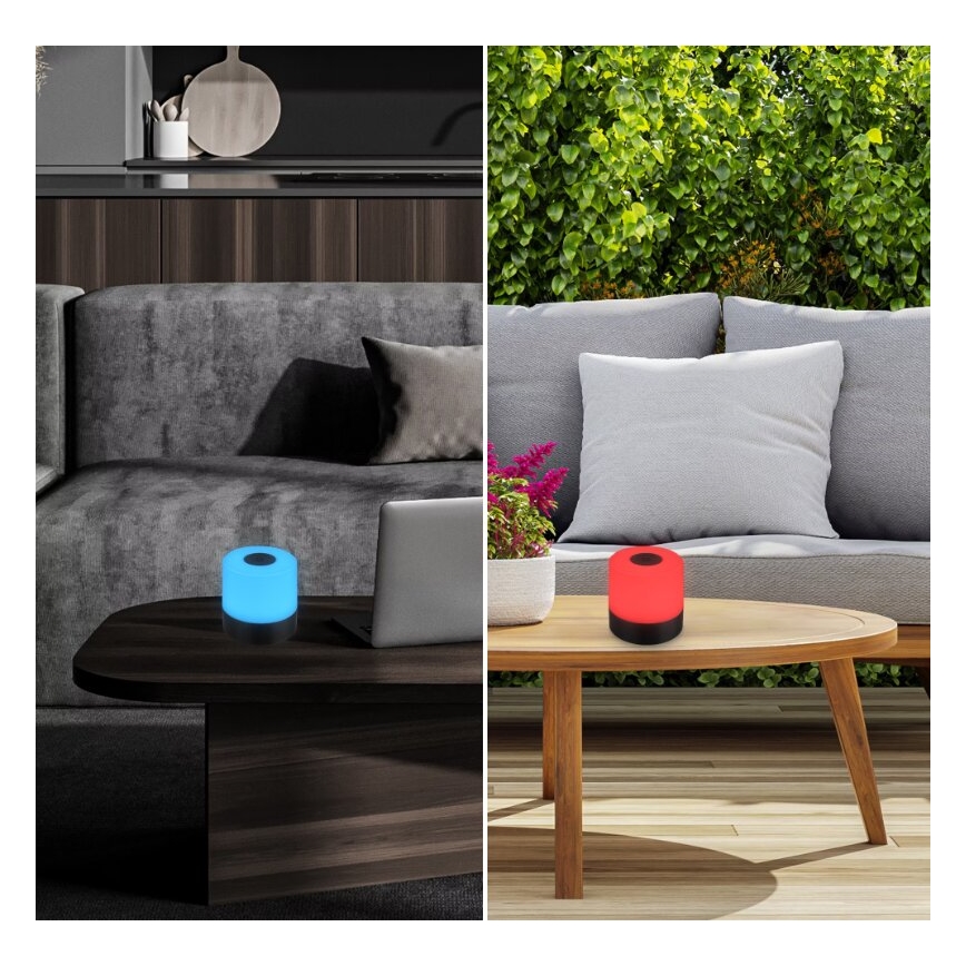 Briloner 7462015 - Επαναφορτιζόμενος εξωτερικός επιτραπέζιος φωτισμός LED RGB LED/1,5W/5V IP44 1200 mAh μαύρο