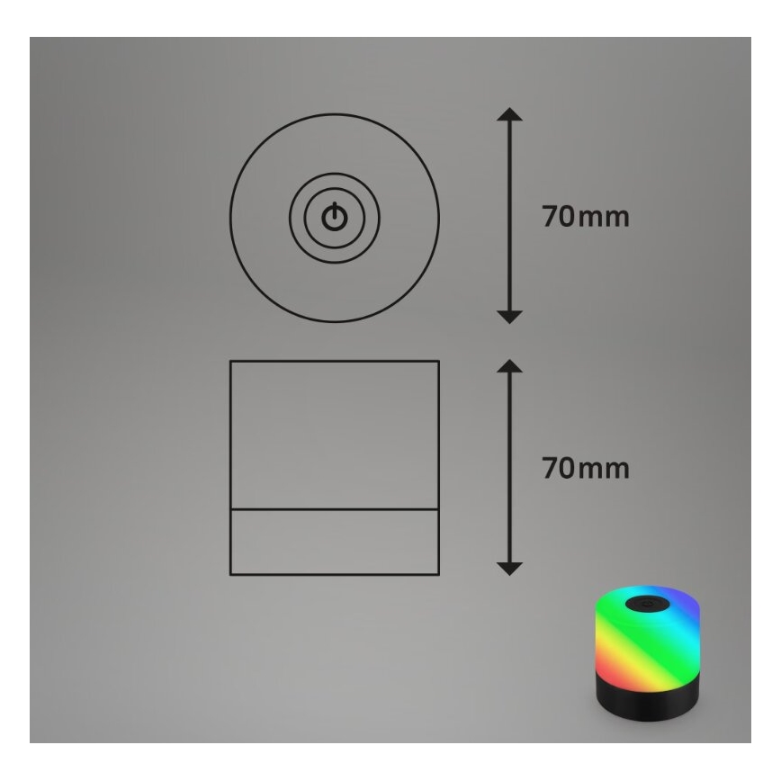 Briloner 7462015 - Επαναφορτιζόμενος εξωτερικός επιτραπέζιος φωτισμός LED RGB LED/1,5W/5V IP44 1200 mAh μαύρο