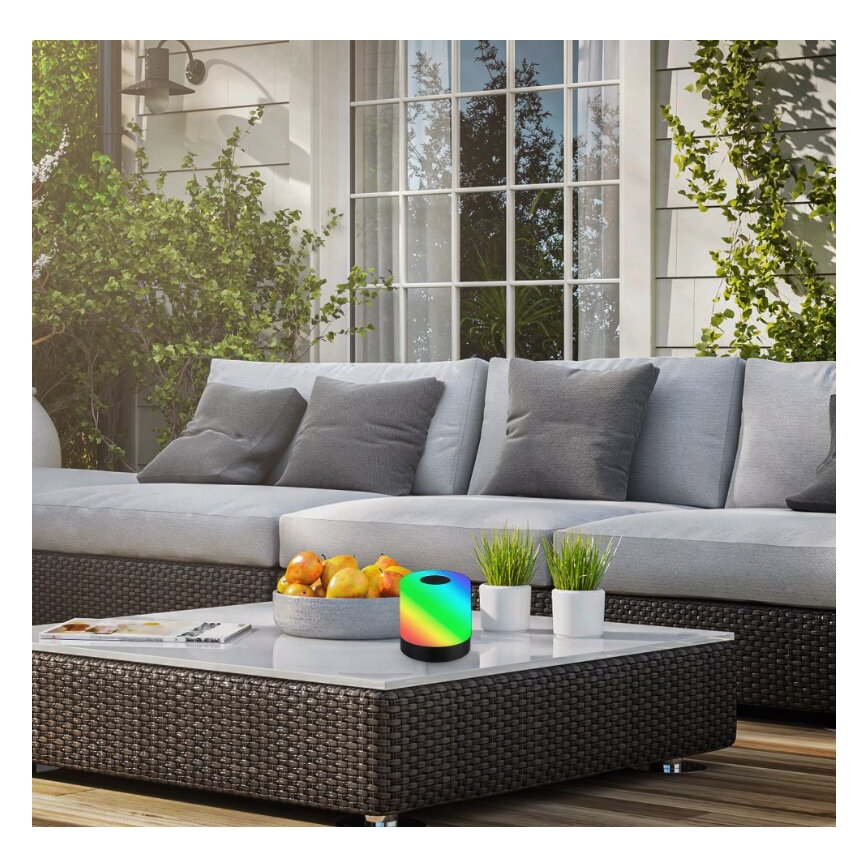 Briloner 7462015 - LED RGB Επαναφορτιζόμενο Εξωτερικού χώρου Επιτραπέζιο φωτιστικό LED/1,5W/5V IP44 μαύρο