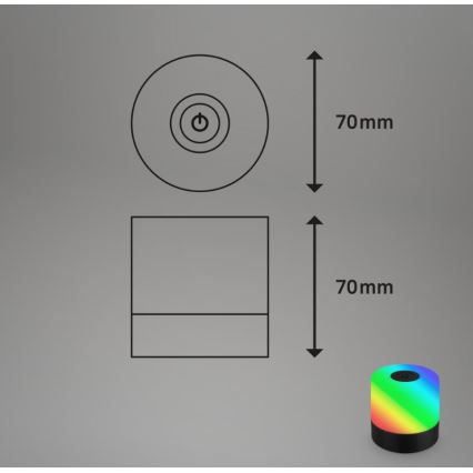 Briloner 7462015 - LED RGB Επαναφορτιζόμενο Εξωτερικού χώρου Επιτραπέζιο φωτιστικό LED/1,5W/5V IP44 μαύρο