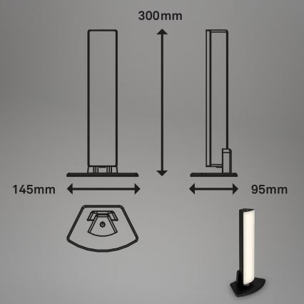 Briloner 7474-015 - LED Dimming αφής επαναφορτιζόμενο Εξωτερικού χώρου Επιτραπέζιο φωτιστικό 2σε1 LED/7W/5V 2200 mAh USB 3000K IP44 μαύρο