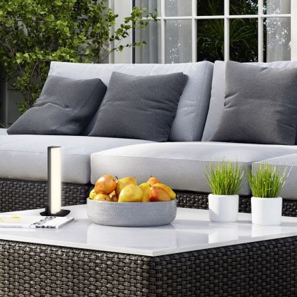 Briloner 7474-015 - LED εξωτερικό επιτραπέζιο φωτιστικό με επαναφορτιζόμενη μπαταρία και αφής, 2 σε 1 LED/7W/5V 2x2200 mAh USB 3000K IP44 μαύρο