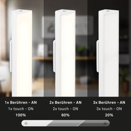 Briloner 7474-016 - LED Dimming αφής επαναφορτιζόμενο Εξωτερικού χώρου Επιτραπέζιο φωτιστικό 2σε1 LED/7W/5V 2200 mAh USB 3000K IP44 λευκό