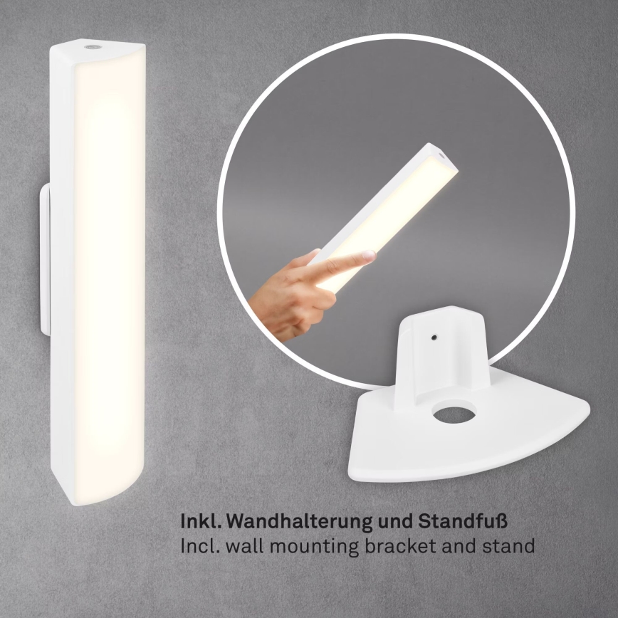 Briloner 7474-016 - LED Dimming αφής επαναφορτιζόμενο Εξωτερικού χώρου Επιτραπέζιο φωτιστικό 2σε1 LED/7W/5V 2200 mAh USB 3000K IP44 λευκό
