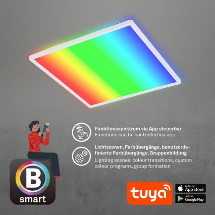 Briloner 7491-016 - LED RGBW ρυθμιζόμενο φωτιστικό οροφής SMART LED/22W/230V 4000K 42x42 cm Wi-Fi Tuya + τηλεχειριστήριο