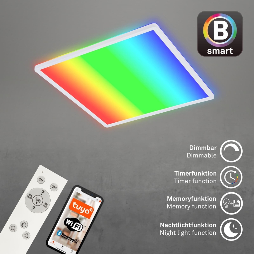 Briloner 7491-016 - LED RGBW ρυθμιζόμενο φωτιστικό οροφής SMART LED/22W/230V 4000K 42x42 cm Wi-Fi Tuya + τηλεχειριστήριο