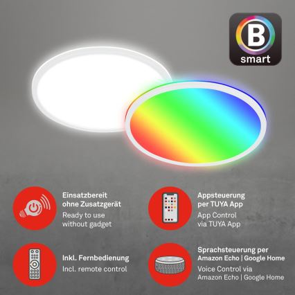 Briloner 7494016 - LED RGBW ρυθμιζόμενο φωτιστικό οροφής SMART LED/22W/230V 4000K διάμ. 42 cm Wi-Fi Tuya + τηλεχειριστήριο