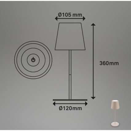 Briloner 7508011 - LED Dimming επαναφορτιζόμενο Εξωτερικού χώρου Επιτραπέζιο φωτιστικό 2σε1 LED/2,5W/5V IP44 μπεζ