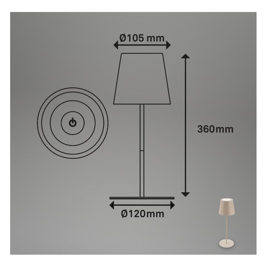 Briloner 7508011 - LED Dimming επαναφορτιζόμενο Εξωτερικού χώρου Επιτραπέζιο φωτιστικό 2σε1 LED/2,5W/5V IP44 μπεζ