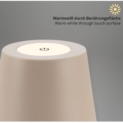 Briloner 7508011 - LED ρυθμιζόμενο επαναφορτιζόμενο επιτραπέζιο φωτιστικό εξωτερικού χώρου 2 σε 1 LED/2,5W/5V IP44 1200 mAh μπεζ