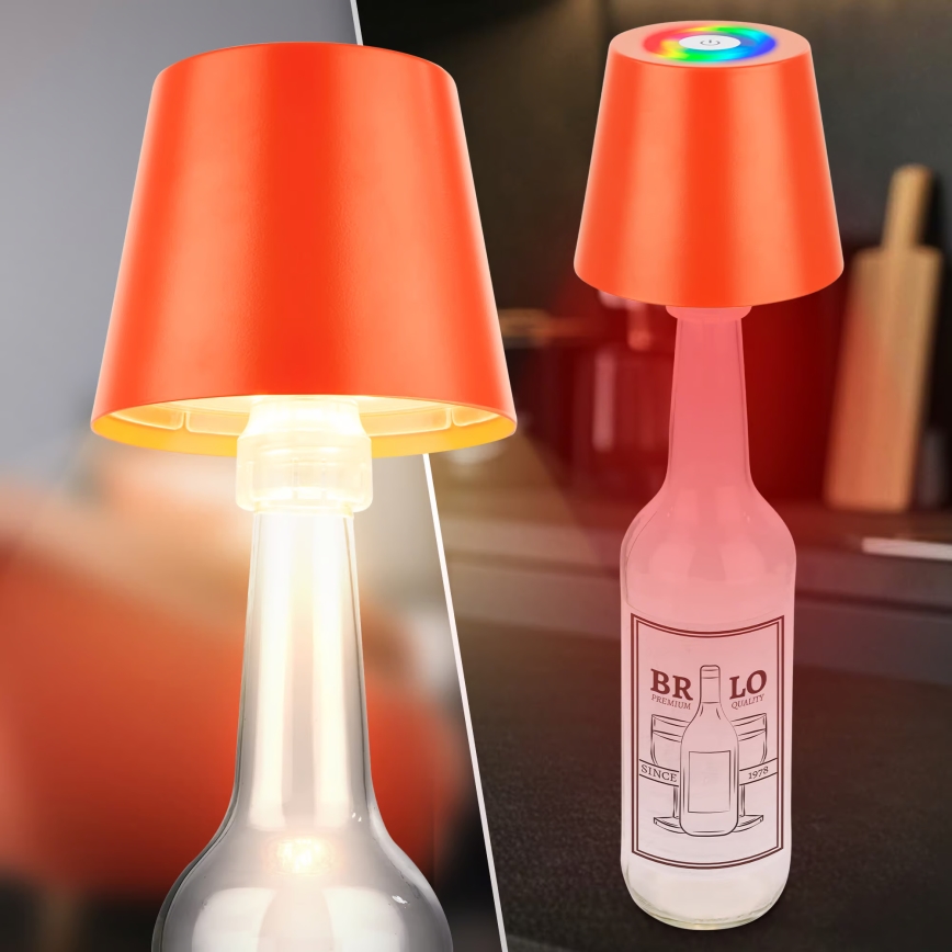 Briloner 7510012 - LED RGBW ρυθμιζόμενο εξωτερικό επαναφορτιζόμενο επιτραπέζιο φωτιστικό CALIDA LED/2,5W/5V IP44 1200 mAh πορτοκαλί