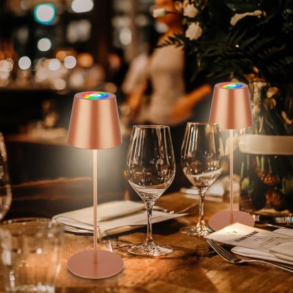 Briloner 7510013 - Ρυθμιζόμενο υπαίθριο επαναφορτιζόμενο επιτραπέζιο φωτιστικό CALIDA LED RGBW LED/2,5W/5V IP44 1200 mAh σε απόχρωση μπρονζέ