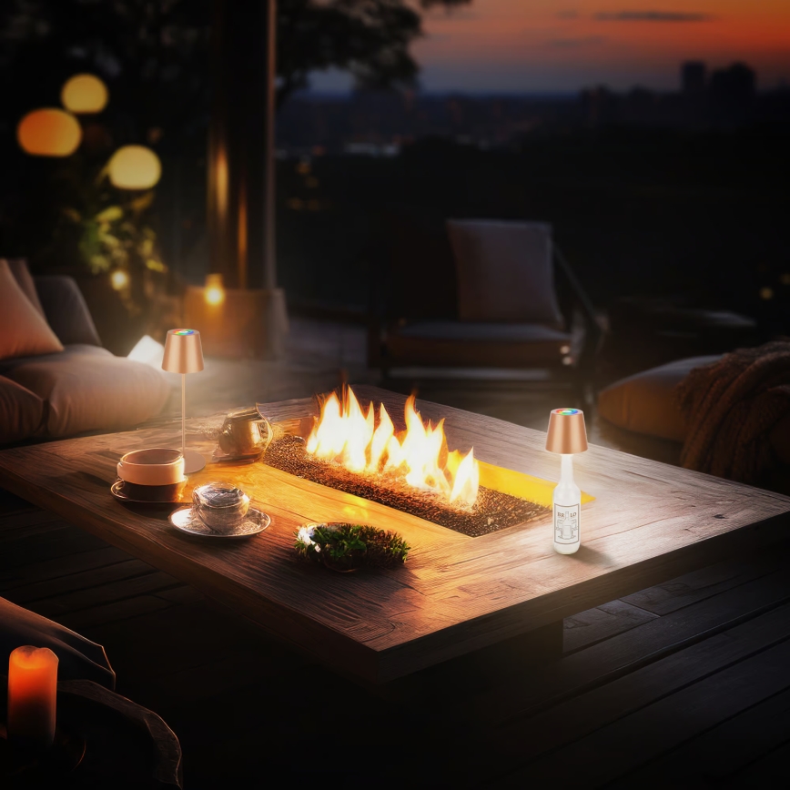 Briloner 7510013 - Ρυθμιζόμενο υπαίθριο επαναφορτιζόμενο επιτραπέζιο φωτιστικό CALIDA LED RGBW LED/2,5W/5V IP44 1200 mAh σε απόχρωση μπρονζέ