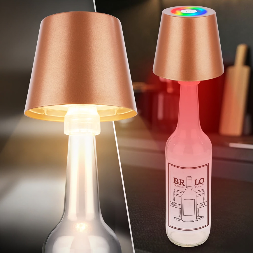 Briloner 7510013 - Ρυθμιζόμενο υπαίθριο επαναφορτιζόμενο επιτραπέζιο φωτιστικό CALIDA LED RGBW LED/2,5W/5V IP44 1200 mAh σε απόχρωση μπρονζέ