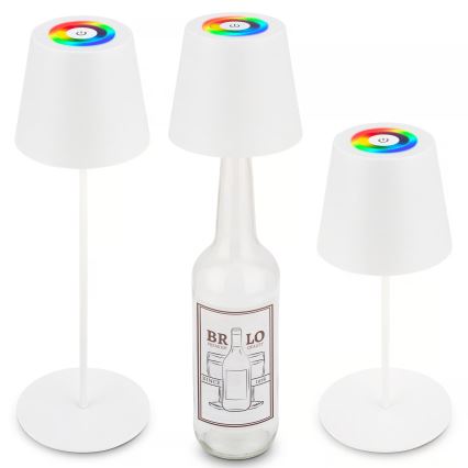 Briloner 7510016 - LED RGBW Ρυθμιζόμενη υπαίθρια επαναφορτιζόμενη επιτραπέζια λάμπα CALIDA LED/2,5W/5V IP44 1200 mAh λευκή