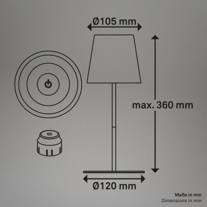 Briloner 7510016 - LED RGBW Ρυθμιζόμενη υπαίθρια επαναφορτιζόμενη επιτραπέζια λάμπα CALIDA LED/2,5W/5V IP44 1200 mAh λευκή